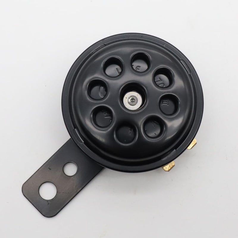 LVEE DL70 Universal Motorcycle Horn Waterproof Round Loud 12V 1.5A 105db small Electric round powersports horns for Motorcycle ATV scooter UTV dirt bike ebike (9 Holes Black) - Image 1
